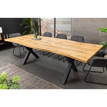 Uitschuifbare Eettafel Wild 160-200cm Bruin Wild Eiken Design Zwarte Natuurlijke Rand - 45078
