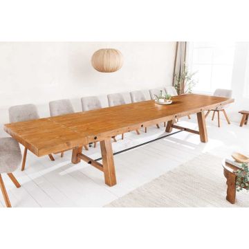 Stevige Finca Eettafel 300-400cm Vintage Bruin Uitschuifbaar Gemaakt van Gerecycled Grenenhout - 45129