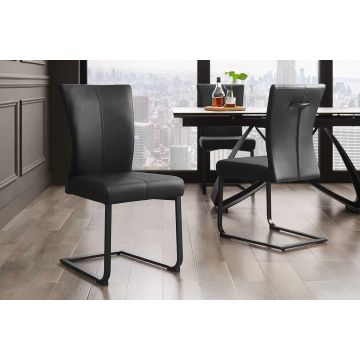 Moderne Sledestoel Samson Zwart Echt Leer Metalen Frame Met Comfortabele Handgreep - 45174