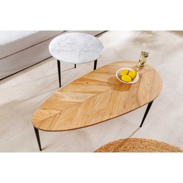 Salontafel Adlon set van 2 Acaciahout Naturel en Marmer Wit - 45187