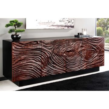 Dressoir Fluid 175cm 3D Acaciahout Zwart en Donker Walnoot Bruin - 45599