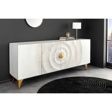 Handgemaakt Dressoir Golden Sunset 180cm Witgoud Mangohout Metalen Poten - 45642