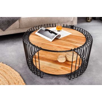 Industriële Salontafel True Elements 70cm Massief Acaciahout - 45736