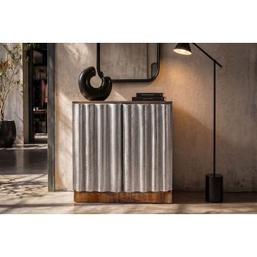Compact Dressoir Zalverdo 80cm Naturel Mangohout met Metalen Voorkant - 45842
