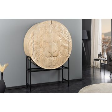 Highboard Lion 140cm 3D Mangohout Wit Frame Zwart - 45851