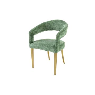 Eetkamerstoel Boutique Groene Structuurstof Geborsteld Champagne Goud Metaal - 45924