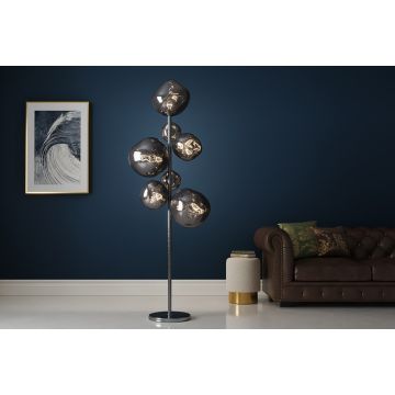 Vloerlamp Desing Liquid Diamond 170cm Rook Glas Zeven Bollen - 46024