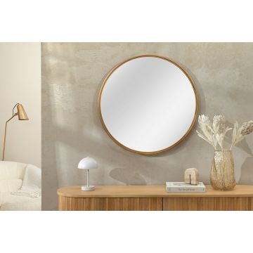 Ronde Wandspiegel Portret 60cm Goud Ijzeren Rand Handgemaakt - 46096