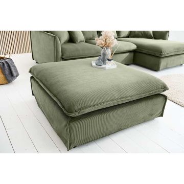 Grote Heaven Poef van 100cm in Groene Corduroy met Afneembare Hoes - 46110