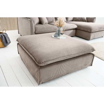 Grote Heaven Poef van 100cm in Grijs Beige Corduroy met Afneembare Hoes - 46111