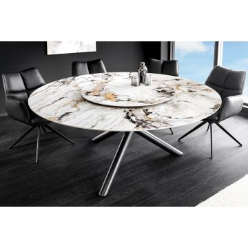 Draaibare Ronde Eettafel Spin Bontgekleurd Ø150cm met Zwart Metalen Onderstel