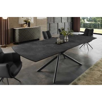 Eettafel Mikado 180-230cm Uitschuifbaar Keramisch Zwart Marmeren Blad - 46496