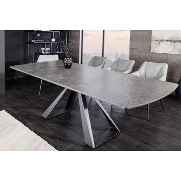 Uitschuifbare Eettafel Concord 180-230cm grafietgrijs Keramiek Zwart Metaal - 46499