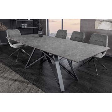 Uitschuifbare Eettafel Atlas 160-200cm Grafietgrijs Keramiek Zwart Metaal - 46500