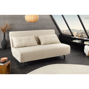 Retro Slaapfauteuil Smart Multifunction 1-persoons Beige Corduroy met Zwarte Poten