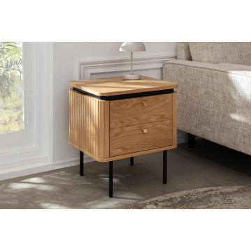 Moderne Nachtkastje Atelier Eikenhoutlook 55cm met Zwarte Poten