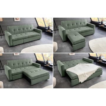 Uitschuifbare Slaapbank Smart Groen 180cm 2-zits Cord met Nosagvering