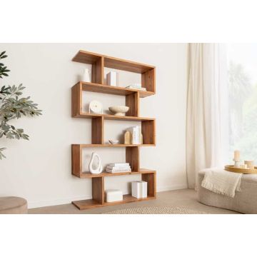 Massieve Slangenplank 180cm Natuurlijk Acaciahout Boekenplanl met Vijf Planken - 47603