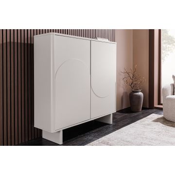 Design Highboard Savoy Wit Marmerlook 130cm Keramiek met 3D-Front