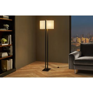 Minimalistische Vloerlamp Colleen Zwart 160cm met Witte Stoffen Lampenkap - 47903
