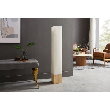 Moderne Vloerlamp Agapune Naturel Bruin 120cm Bamboe met Witte Lampenkap