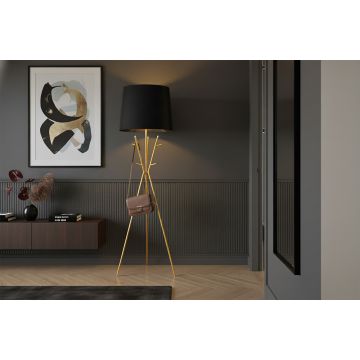 Veelzijdige Vloerlamp Wardrobe Goud Zwart 175cm Metaal met Stoffen Kap