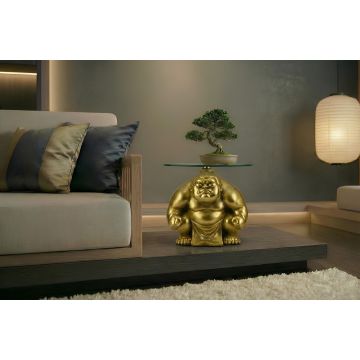 Ronde Bijzettafel Sumo Goud 30cm Glas