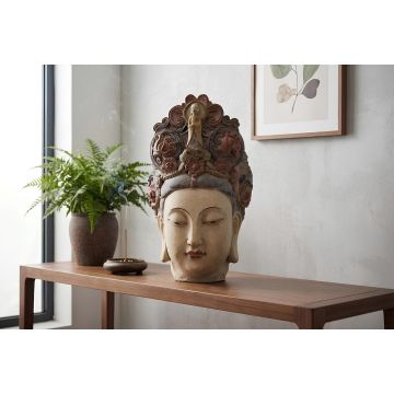Handgemaakt Decoratief Beeld Buddha Hoofd Meerkleurig 45cm