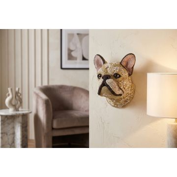 Extravagante Wanddecoratie Franse Bulldog Meerkleurig 25cm Kunststof Handgemaakt