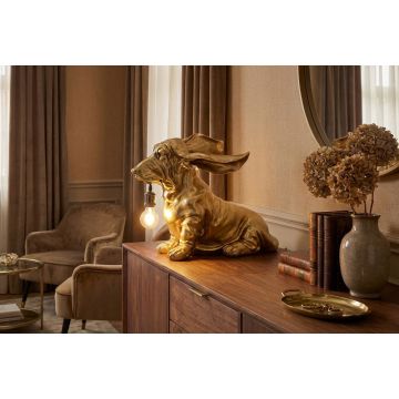 Handgemaakte Tafellamp Dackel 70cm Goud met Hondenbeeld