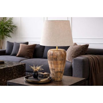 Verstelbare Tafellamp Pure Nature Beige 65cm Mangohout met Stoffen Kap