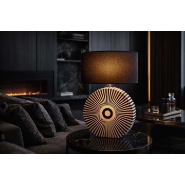 Handgemaakte Tafellamp Harmony Nature Zwart Wit 65cm Bone Inlay met Verstelbare Lampenkap