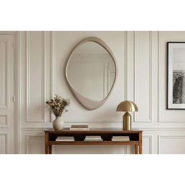 Moderne Wandspiegel Organische Beige Grijs 90cm - 48129