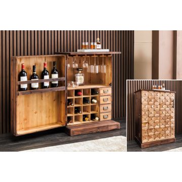 Massief Houten Barkast Bodega 90cm Grenenhout met 3D-Front