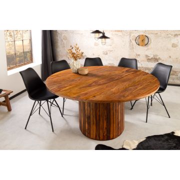 Ronde Eettafel Tres Chic Ø140cm Sheeshamhout met Zuilpoot