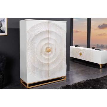 Handgemaakte Barkast Golden Sunset 140cm Witgoud Massief Mangohout - 48409