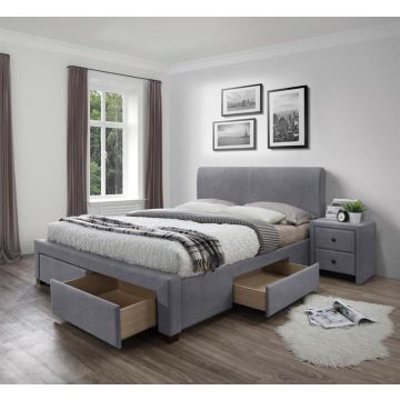 Bed Modena Grijs 160x200cm 3 delig met lades