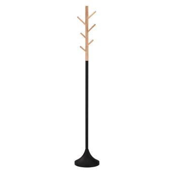 Design Kapstok W58 Zwart 176cm met eiken houten haken