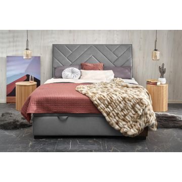 Bed Continental 1 Grijs Fluwelen 160x200cm met opbergruimte
