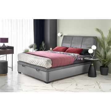 Bed Continental 2 Grijs Fluwelen 160x200cm met opbergruimte