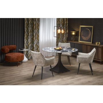 Moderne Ronde Eettafel Manuel Zwart Marmer/Wit 120cm