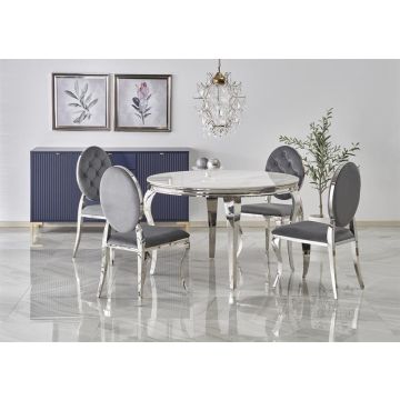 Ronde Eettafel Reginald Wit Marmerlook 120cm