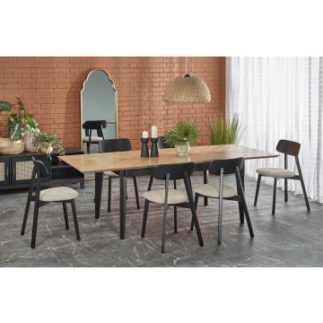 Uitschuifbare Eettafel Edmondo Eiken/Zwart 160-240cm