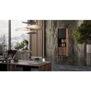 Vitrinekast Swing W-1 Walnoot/Zwart 179cm