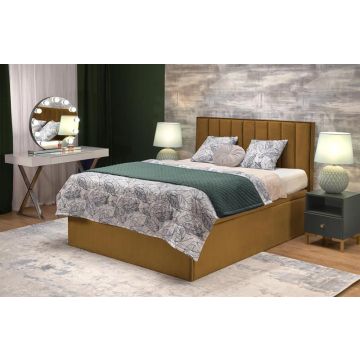 Bed Asento Mosterd Geel 160x200cm met opbergruimte