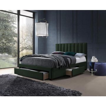 Bed Grace Donkergroen 140x200cm met lades