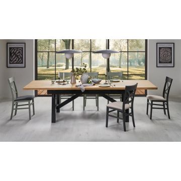 Uitschuifbare Eettafel Fiesta Naturel Eiken/Zwart 200-280cm 