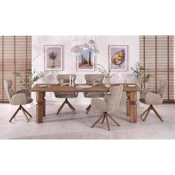 Uitschuifbare Eettafel Melton Bruin 200-300cm Massief Beukenhout