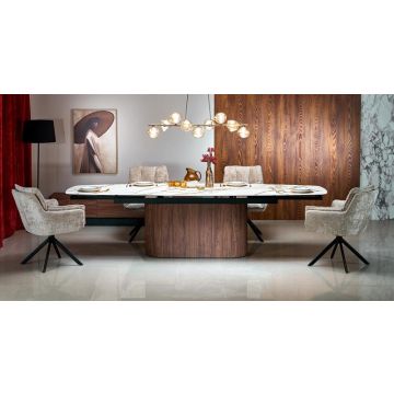 Uitschuifbare Eettafel Ovaal Flavor Keramiek Beige 220-300cm