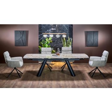 Uitschuifbare Eettafel Vince Bruin Marmer/Zwart 180-238cm